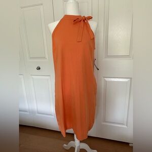New York & Company Orange One Shoulder Sheath Dress